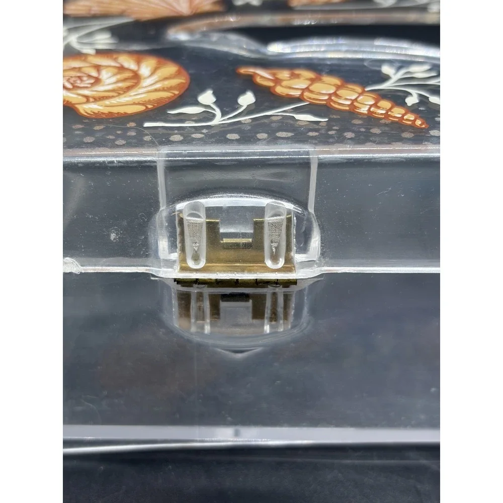 Wolff Tissue Box Holder Cover Clear‎ Lucite Acrylic Plastic Peach Seashells